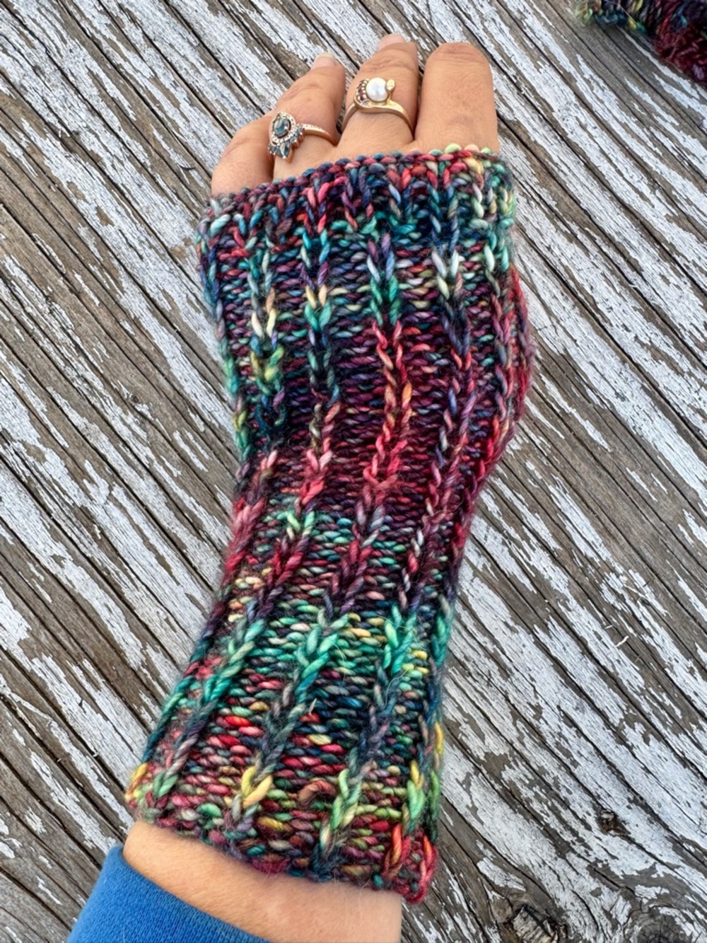 Hand-Knit Malabrigo Multicolor Fingerless Gloves - Women Accessories
